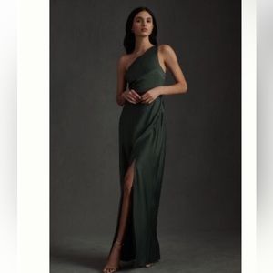 BHLDN Dylan Satin Charmeuse Dress in Forest